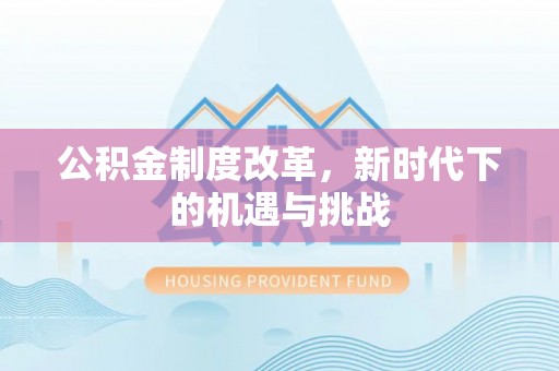 托里公积金制度改革，新时代下的机遇与挑战
